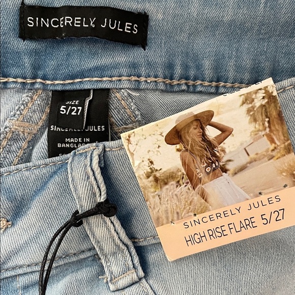 Sincerely Jules Light Blue High Rise Flare Jeans - Picture 7 of 8
